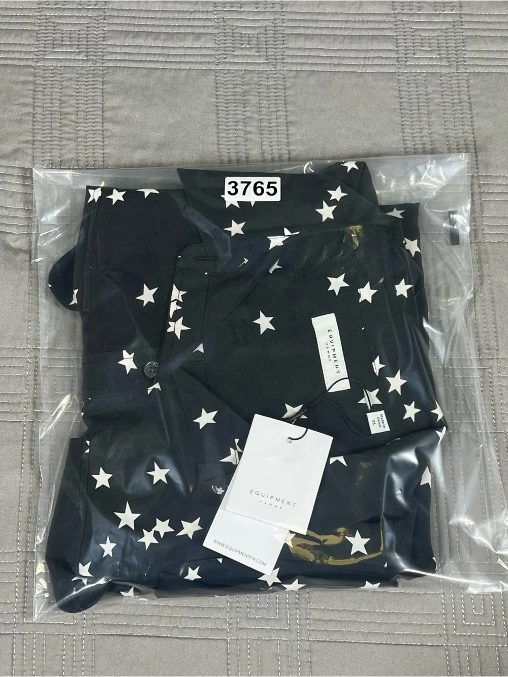 NWT Equipment Slim Signature Silk Shirt Bl White Star Print Size XL